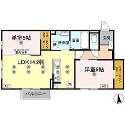 Maison Blanche 202 号室 2階2LDKの間取り