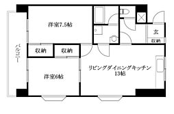 第7ゴトービル 411 号室 4階2LDKの間取り