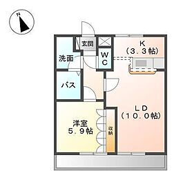 プランドール・カネキC 1LDKの間取図画像