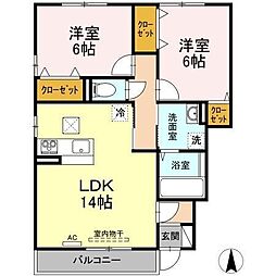 ウェスティ一色A 2LDKの間取図画像