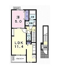 グレイスヌーヴォーW 1LDKの間取図画像