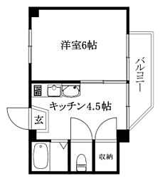 オックスフォードサーカス春日町別館 1DKの間取図画像
