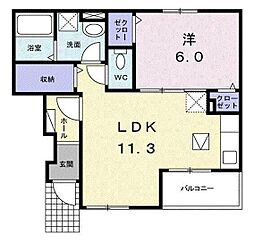 エタンリジエール2B 1LDKの間取図画像