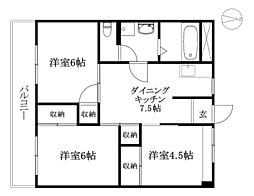 イースト・レジデンス大和 3DKの間取図画像