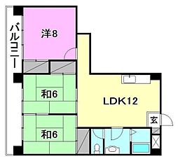 松山西ハイツ 3LDKの間取図画像