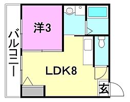 ピカデリーサーカス築山 1LDKの間取図画像