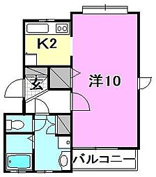 メゾン・ド・エヌワイ2 1Kの間取図画像