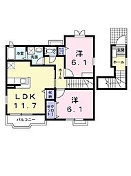 ミルトソレイユ2 2LDKの間取図画像