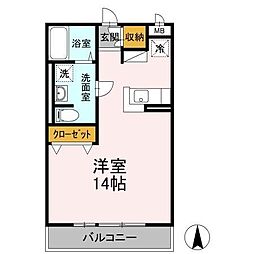 エステートA ワンルームの間取図画像
