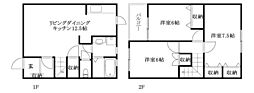 ソシア万寿・1 3LDKの間取図画像