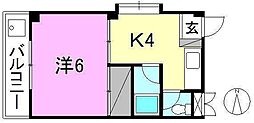 F'sコート 1Kの間取図画像