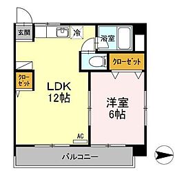 メゾン山越 1LDKの間取図画像