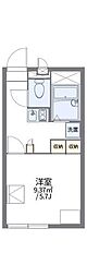 レオパレスWill竹原 1Kの間取図画像