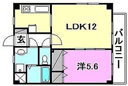 ソレアード 1LDKの間取図画像