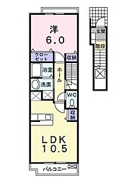 レーベンバオムC 1LDKの間取図画像
