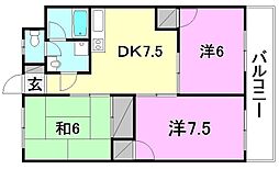 キャメリアハイツ 3DKの間取図画像