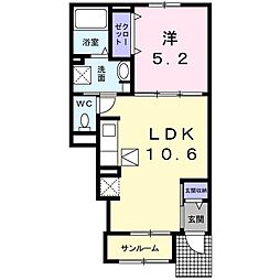 カーサフェリーチェA 1LDKの間取図画像