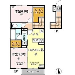 プレミアコート 2LDKの間取図画像