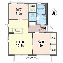 メゾンウィステリアC 2LDKの間取図画像