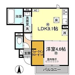 ソルメール・ワ 1LDKの間取図画像