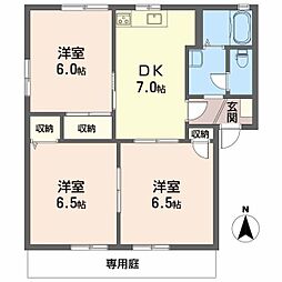 ディアス三町B 3DKの間取図画像
