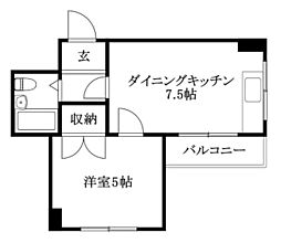 ニュー三番町ハイツ 1DKの間取図画像