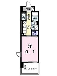 ベル・オーブ2 1Kの間取図画像