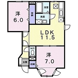ウッドパークNB 2LDKの間取図画像