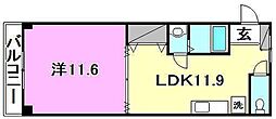 藤岡ビル 1LDKの間取図画像