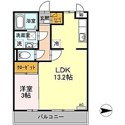 エスト・クレール2 1LDKの間取図画像