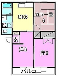 アーバンライフ久米B 3DKの間取図画像