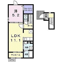 グランディール南斎院 1LDKの間取図画像