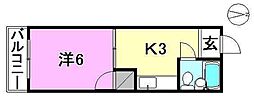 金元第3ビル 1Kの間取図画像