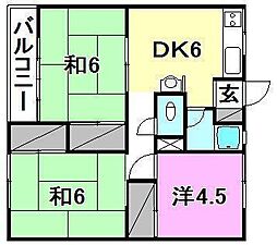 松本マンション 3DKの間取図画像