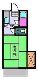 コーポ飛鳥 1Kの間取図画像
