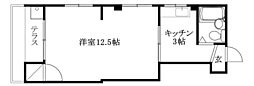 緑町ハイツ 1Kの間取図画像
