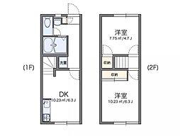 レオパレスヴィラ・コメット 1階2DKの間取り