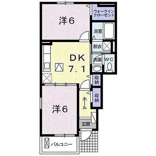 パークサイド椿 101 号室｜愛媛県松山市市坪南2丁目(賃貸アパート2DK・1階・46.41㎡)の写真 その2