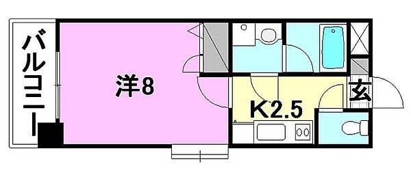 マリアージュ朝生田 605 号室｜愛媛県松山市朝生田町1丁目(賃貸マンション1K・6階・25.42㎡)の写真 その2