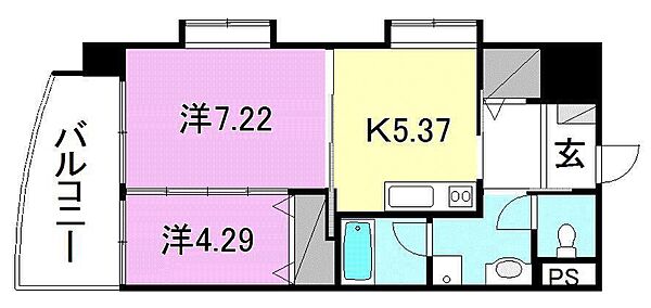 デリアス市駅南 905 号室｜愛媛県松山市室町2丁目(賃貸マンション2K・9階・39.15㎡)の写真 その2