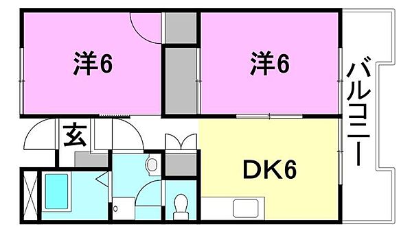 フジモトビル 205 号室｜愛媛県松山市中央1丁目(賃貸マンション2DK・2階・37.95㎡)の写真 その2