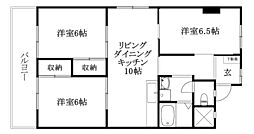 第2日興マンション 3LDKの間取図画像