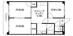 姫原ハイツ 3DKの間取図画像