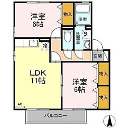 y.サイレントビレッジ山越A 2LDKの間取図画像