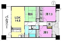 アルファステイツ勝山通り 3LDKの間取図画像