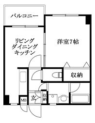大進第五ハイツ 1LDKの間取図画像