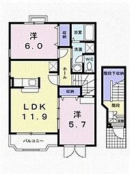 グリーンフイール2001 2LDKの間取図画像
