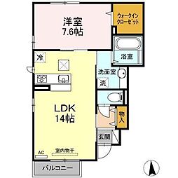 プランドール 1階1LDKの間取り