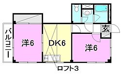 エスポワール小坂 4階2DKの間取り