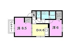 Gクレフ 2DKの間取図画像